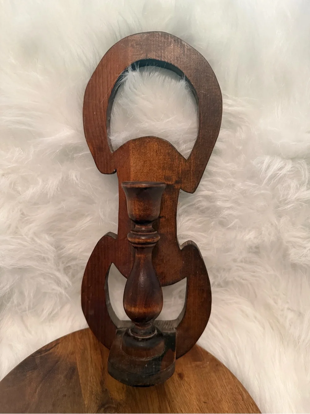 Wooden Wall Candle Sconce - Brown Rustic Home Accent